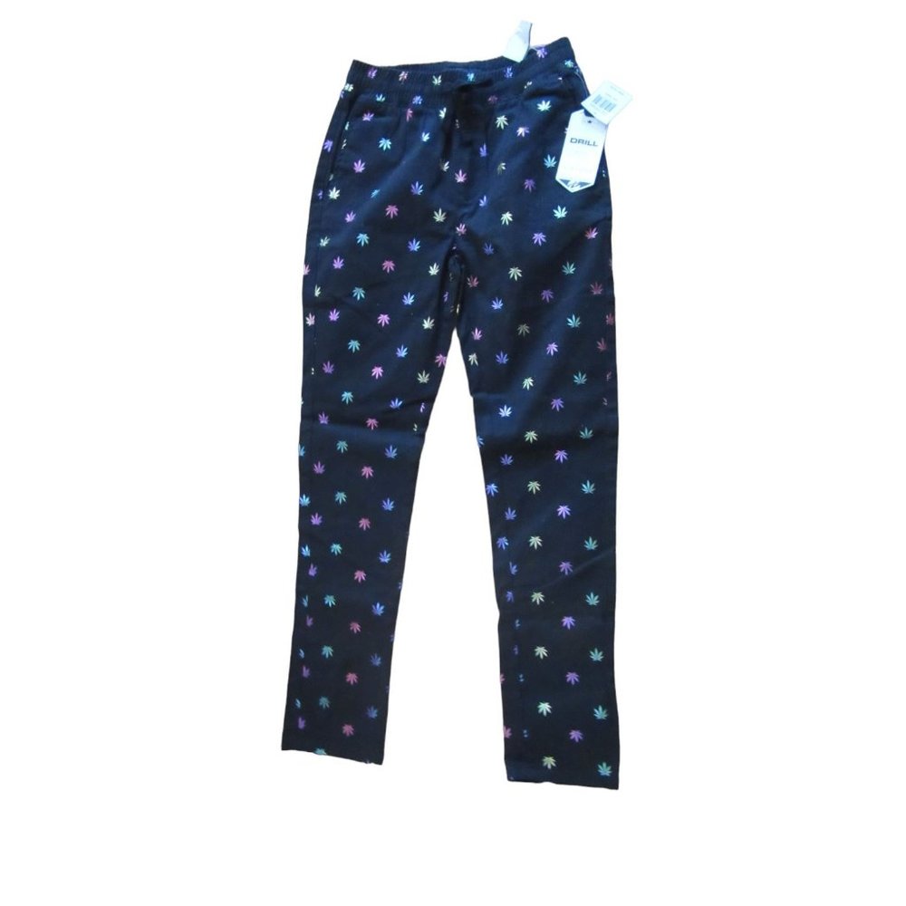 New w Tag, Drill Clothing Co., Black Ladies Stretch Pants with Flowers, Size S